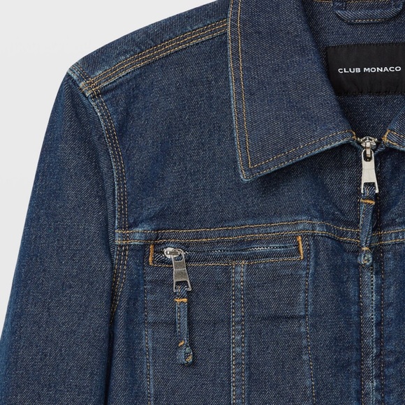 Club Monaco The Casual-Cool Trucker Jacket Denim Jean Medium Wash Size S - Picture 4 of 4